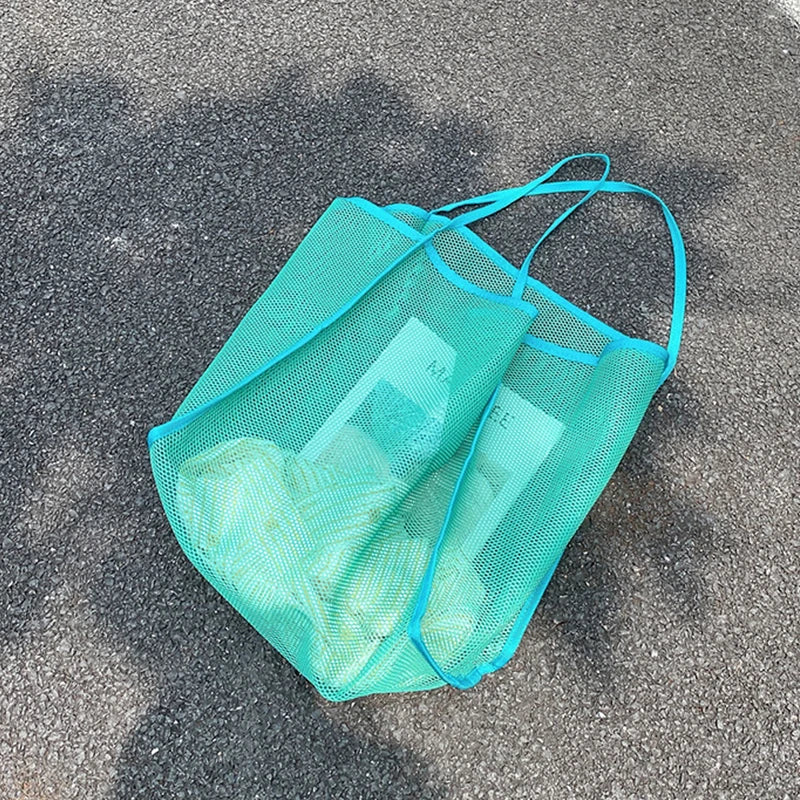 Literary Mesh Hollow Out Tote Bag for Women - Summer Beach Handbag, Large Capacity Shoulder Bag, Student Bookbag