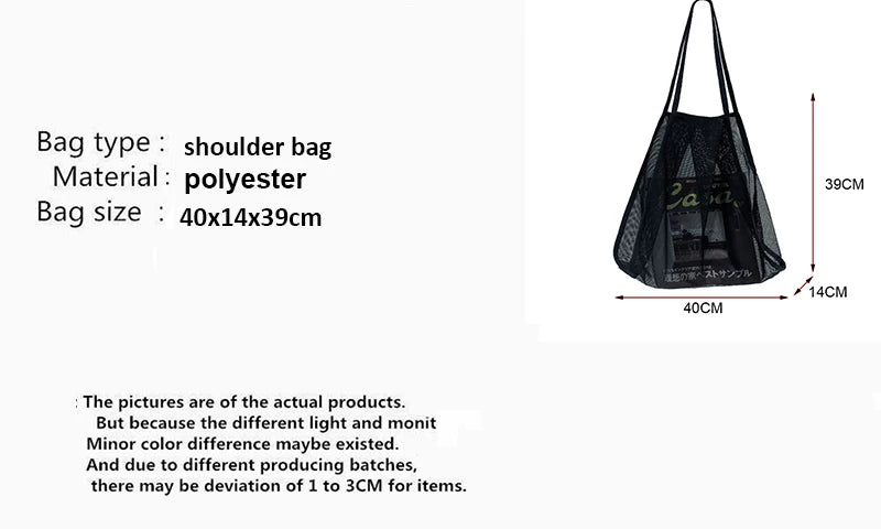Literary Mesh Hollow Out Tote Bag for Women - Summer Beach Handbag, Large Capacity Shoulder Bag, Student Bookbag