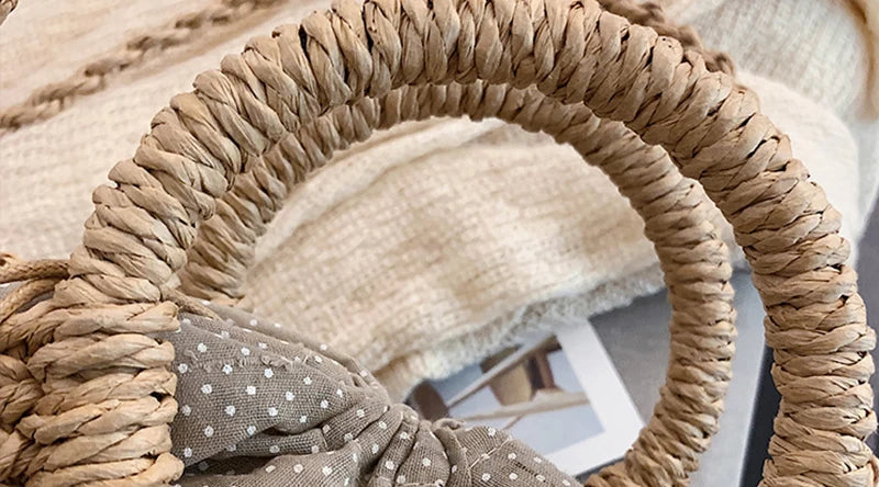 Boho Half-Moon Rattan Beach Bag – Large Capacity Woven Shoulder Tote for Summer & Travel