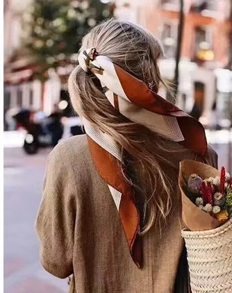 Luxury Silk Satin Head Scarf – Printed 70x70 -  Square Shawl for Women