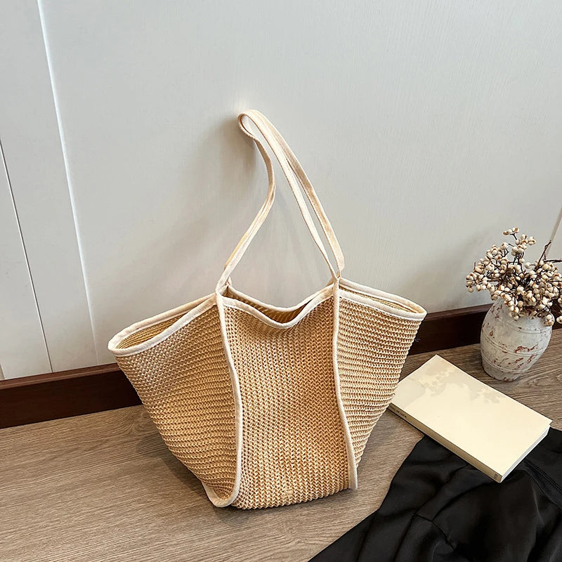 Women's Fashion Versatile Large-Capacity Braid Shoulder Bags - Designer Straw Woven Summer Beach Bags, Ladies Leisure Tote Bag