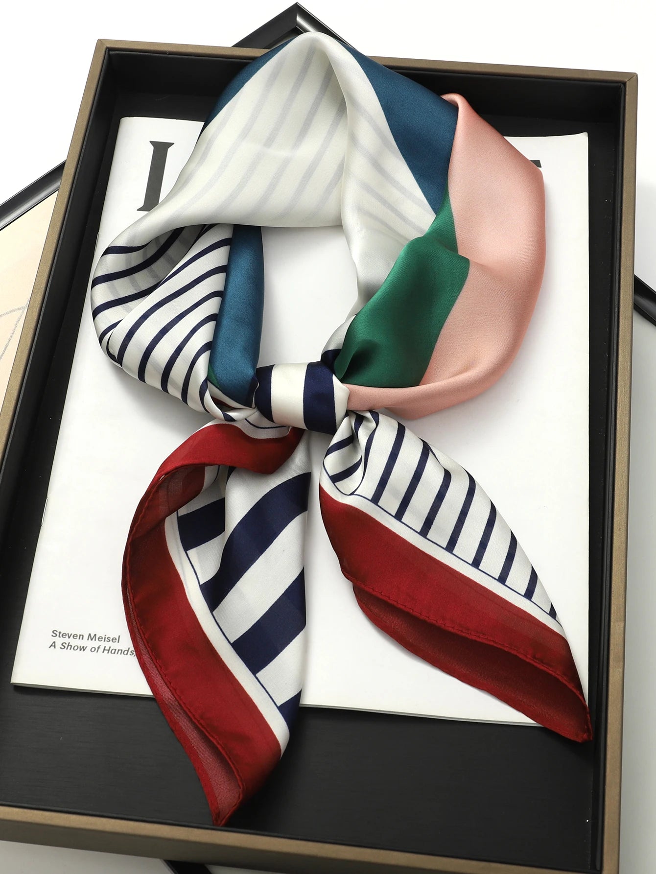 Luxury Silk Satin Head Scarf – Printed 70x70 -  Square Shawl for Women