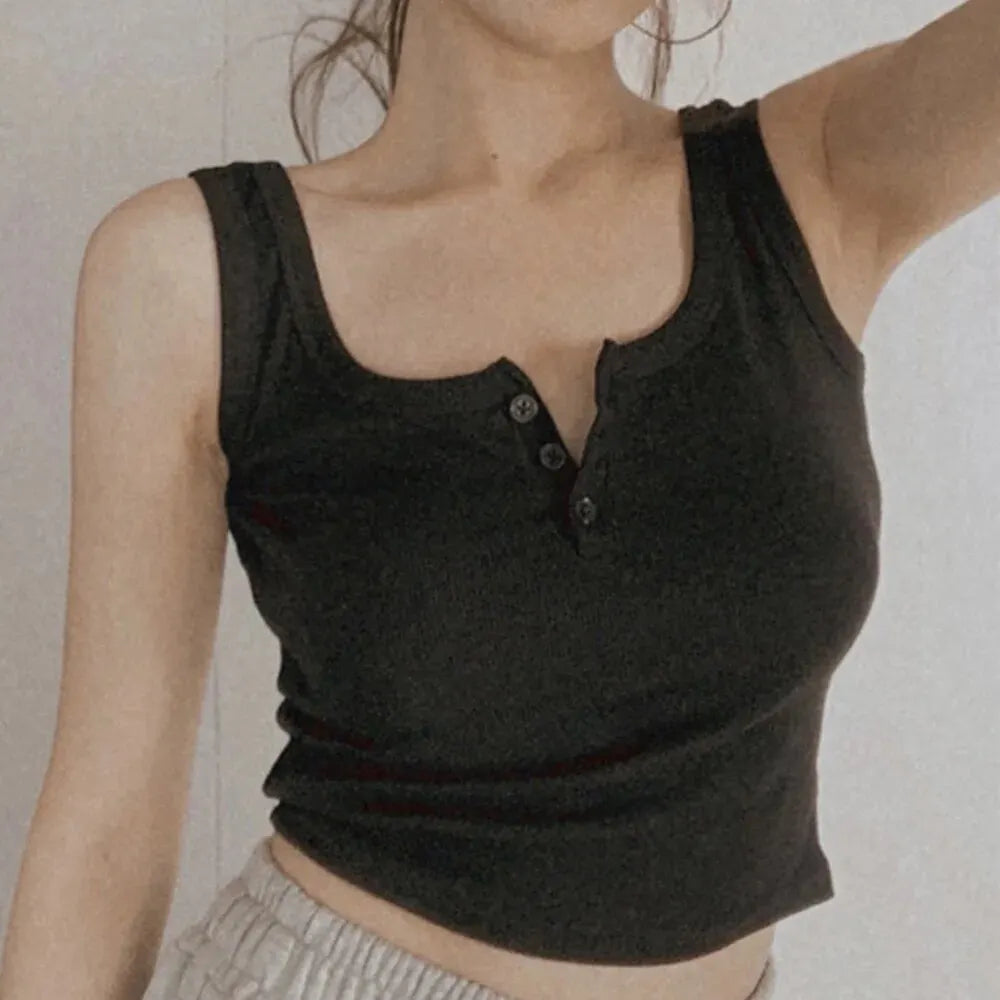 Ribbed Button-Down Tank Top – Sleeveless Summer Blouse for Women & Teen Casual Style