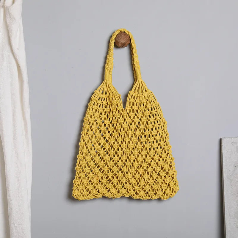 Women's Large Capacity Straw Handbag Totes - Hollow Out Shoulder Bag, Vintage Travel Beach and Shopping Pack