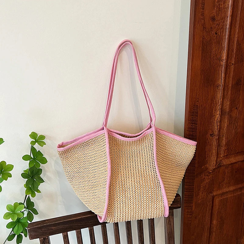 Women's Fashion Versatile Large-Capacity Braid Shoulder Bags - Designer Straw Woven Summer Beach Bags, Ladies Leisure Tote Bag