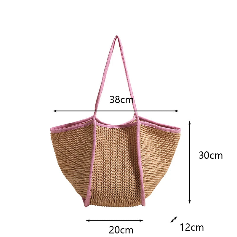Women's Fashion Versatile Large-Capacity Braid Shoulder Bags - Designer Straw Woven Summer Beach Bags, Ladies Leisure Tote Bag