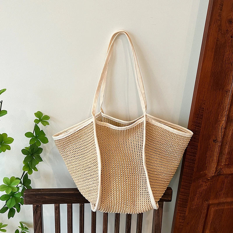 Women's Fashion Versatile Large-Capacity Braid Shoulder Bags - Designer Straw Woven Summer Beach Bags, Ladies Leisure Tote Bag