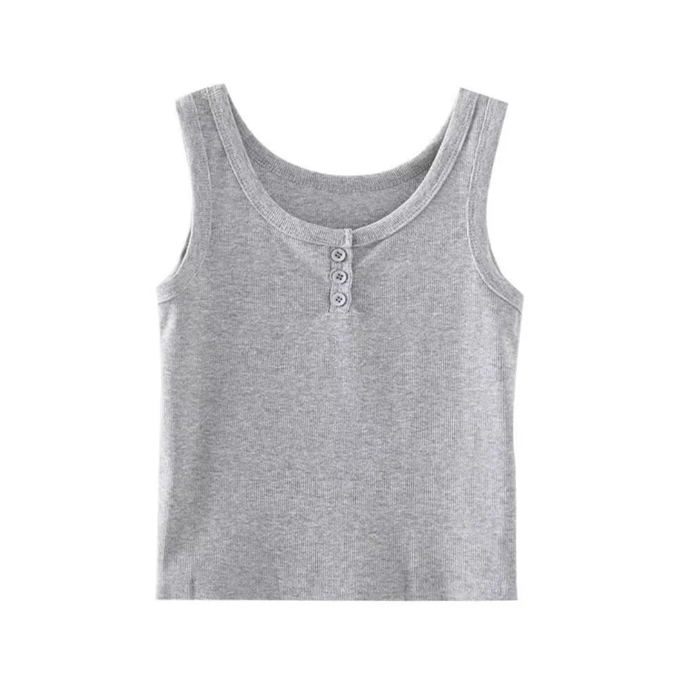Ribbed Button-Down Tank Top – Sleeveless Summer Blouse for Women & Teen Casual Style
