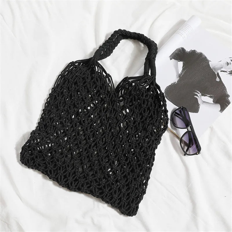 Women's Large Capacity Straw Handbag Totes - Hollow Out Shoulder Bag, Vintage Travel Beach and Shopping Pack