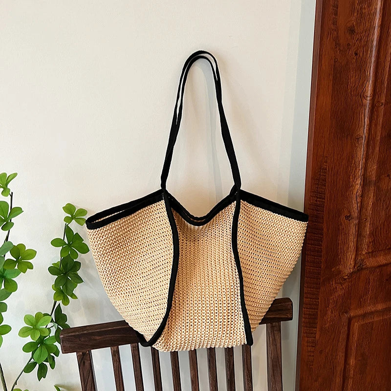 Women's Fashion Versatile Large-Capacity Braid Shoulder Bags - Designer Straw Woven Summer Beach Bags, Ladies Leisure Tote Bag
