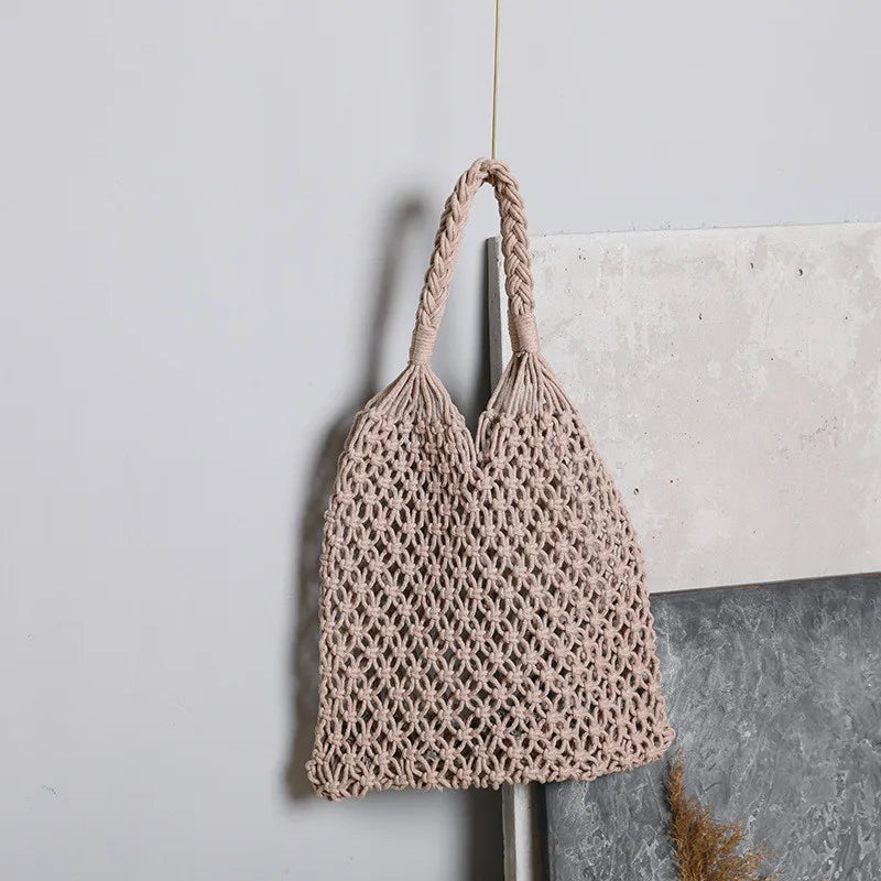 Women's Large Capacity Straw Handbag Totes - Hollow Out Shoulder Bag, Vintage Travel Beach and Shopping Pack