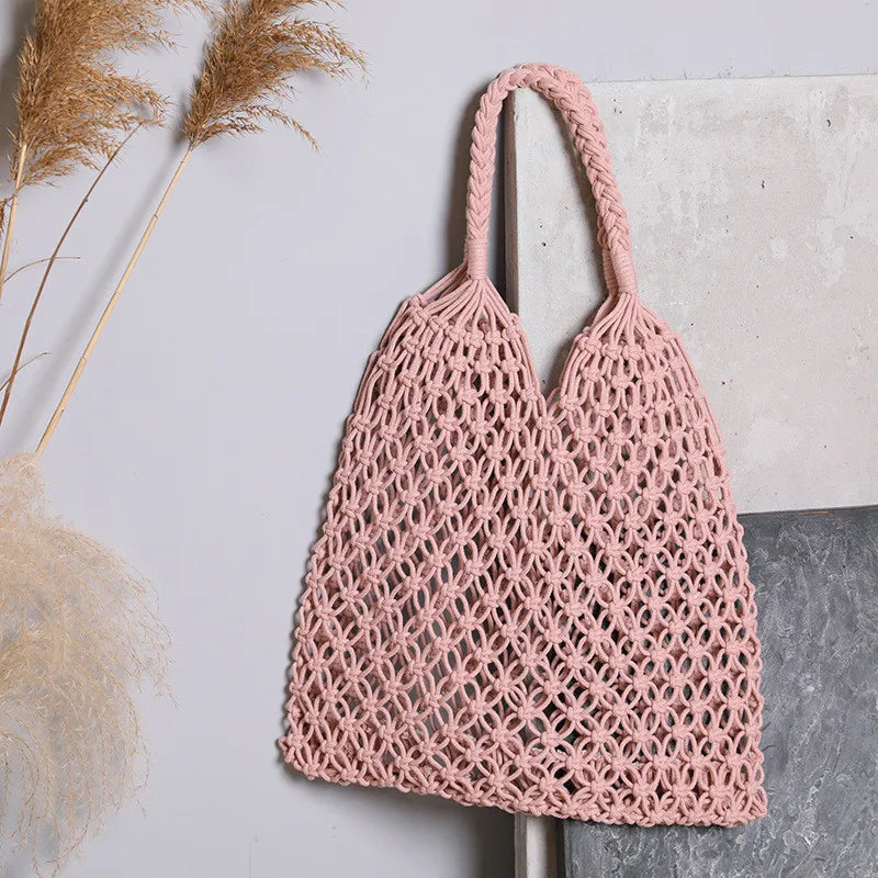 Women's Large Capacity Straw Handbag Totes - Hollow Out Shoulder Bag, Vintage Travel Beach and Shopping Pack