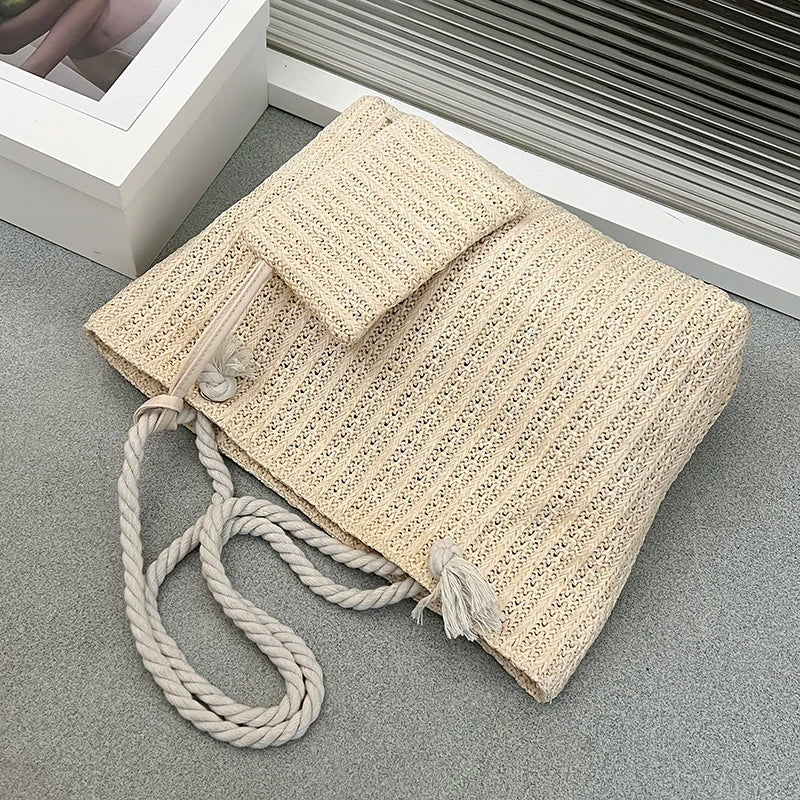 Designer Women's Handbags - Fashion Large Capacity Straw Tote Bag, Summer Beach Bag, Casual Bali Big Purse