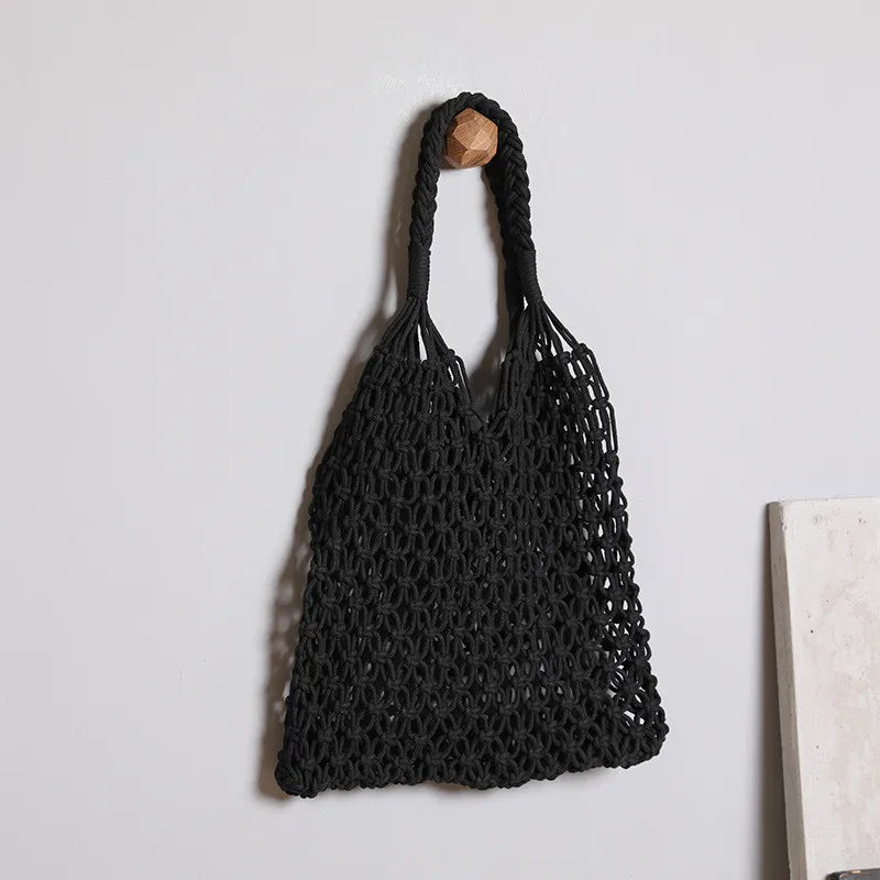 Women's Large Capacity Straw Handbag Totes - Hollow Out Shoulder Bag, Vintage Travel Beach and Shopping Pack
