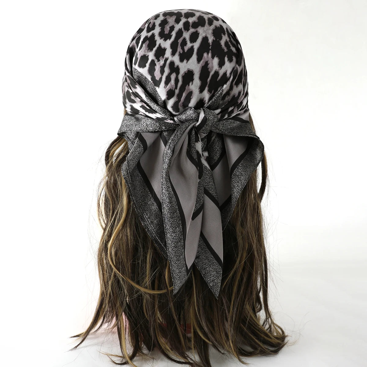 Luxury Silk Satin Head Scarf – Printed 70x70 -  Square Shawl for Women