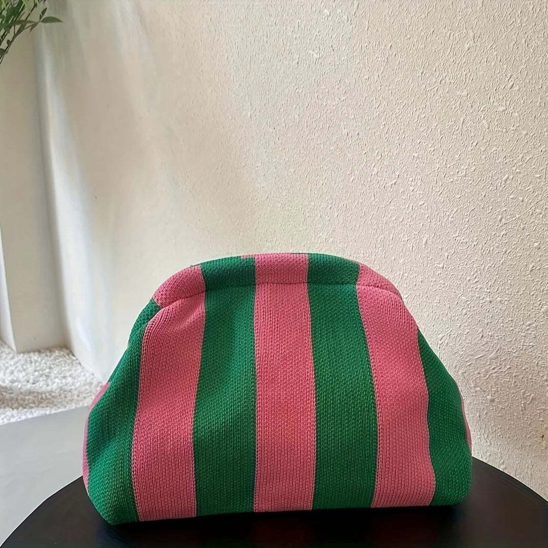 Striped Color-Block Clutch – Lightweight Multipurpose Coin Purse & Travel Pouch for Women